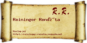 Reininger Renáta névjegykártya